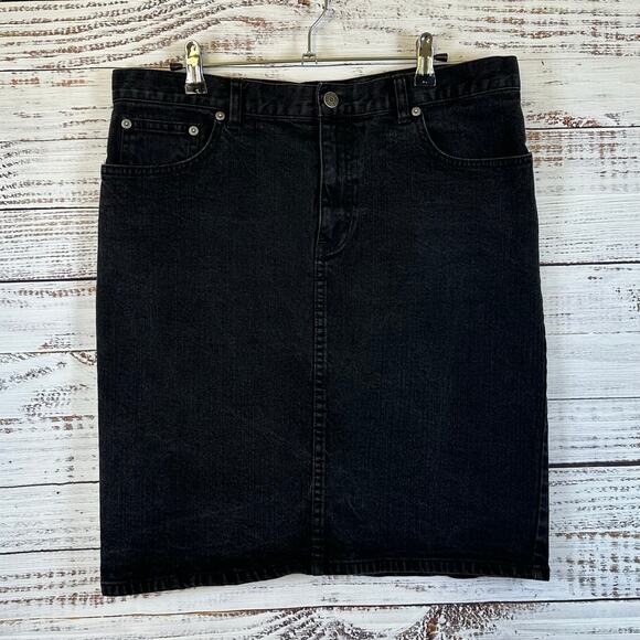 Ralph Lauren Dresses & Skirts - VTG LRL Ralph Lauren Jeans Co Black Denim Straight Skirt Knee Length Womens 12